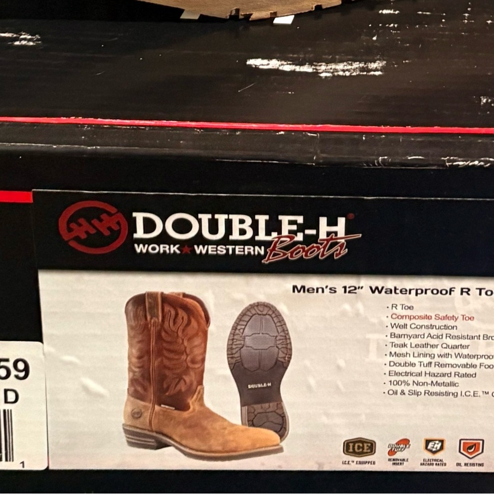 Double H Tan Leather Western Work Boots - Picture 2 of 11